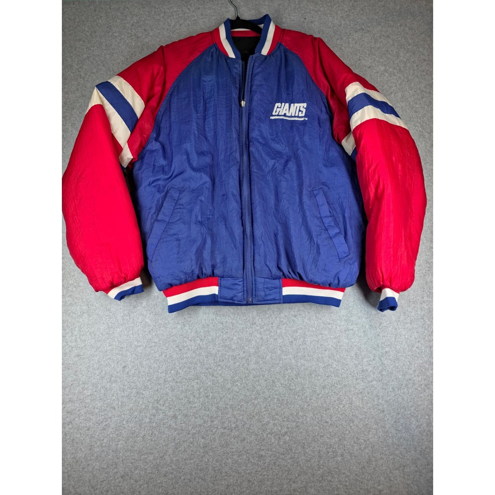 Vintage Chalk Line New York Giants Reversible Bomber Jacket Blue Black Mens L